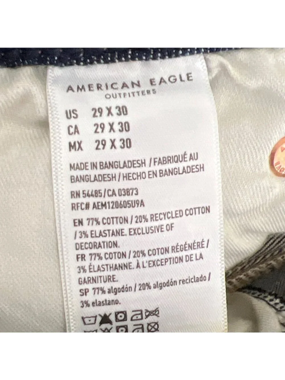 AMERICAN EAGLE Men's AirFlex+ Original Bootcut Jean Dark Indigo Wash 29Wx30L NWT